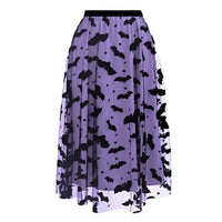 Flocked Velvet Bat Tulle Midi Skirt View 5