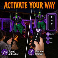 12 FT Animated Hovering Witch Animatronic (Sound & Motion Activated) View 7