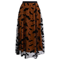 Flocked Velvet Bat Tulle Midi Skirt View 4
