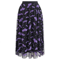 Flocked Velvet Bat Tulle Midi Skirt View 2