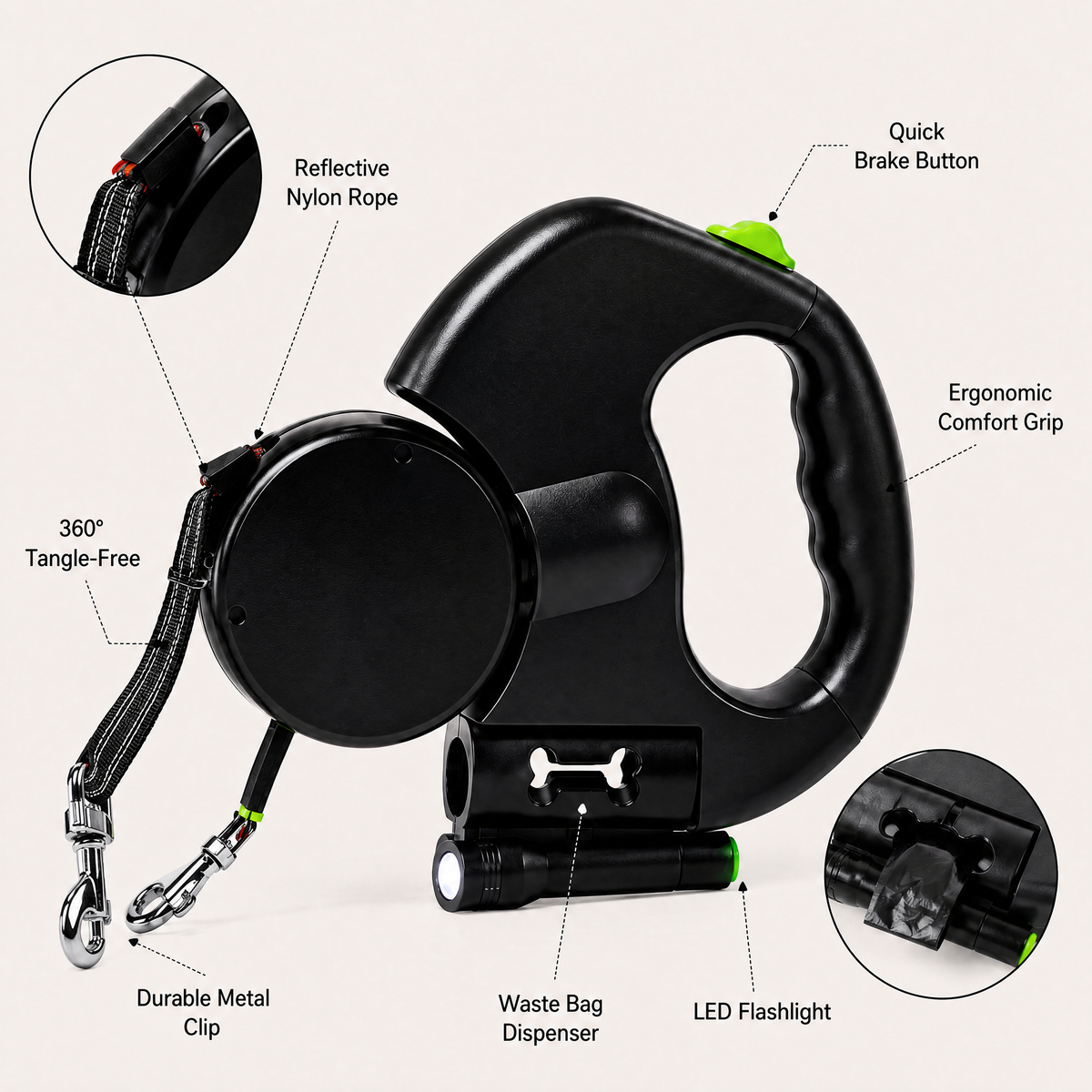 PawPair™ — Retractable 2 Dog Leash View 3