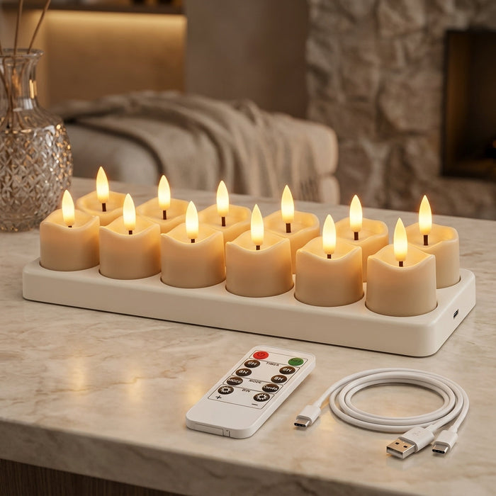 LuminaCharge Rechargeable Flameless Candle Set