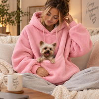 Oversized Cozy Plush Pet Carrier Pouch Pullover Hoodie View 12