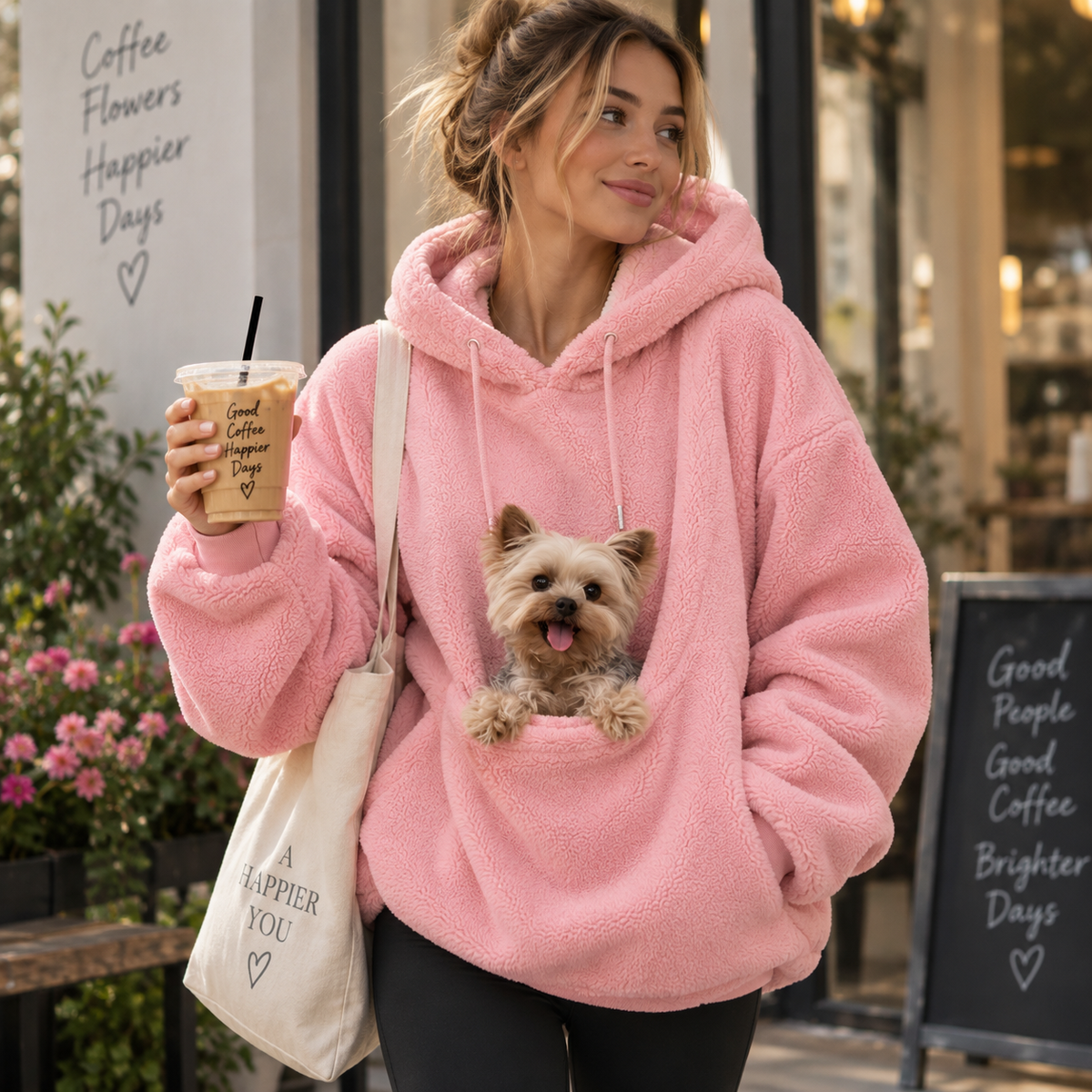 Oversized Cozy Plush Pet Carrier Pouch Pullover Hoodie View 11
