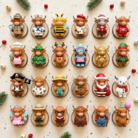 Baby Bubble 24-Day Christmas Highland Cow Advent Calendar - Card 3: 24 Collectible Figures Flat-Lay Catalog View 3