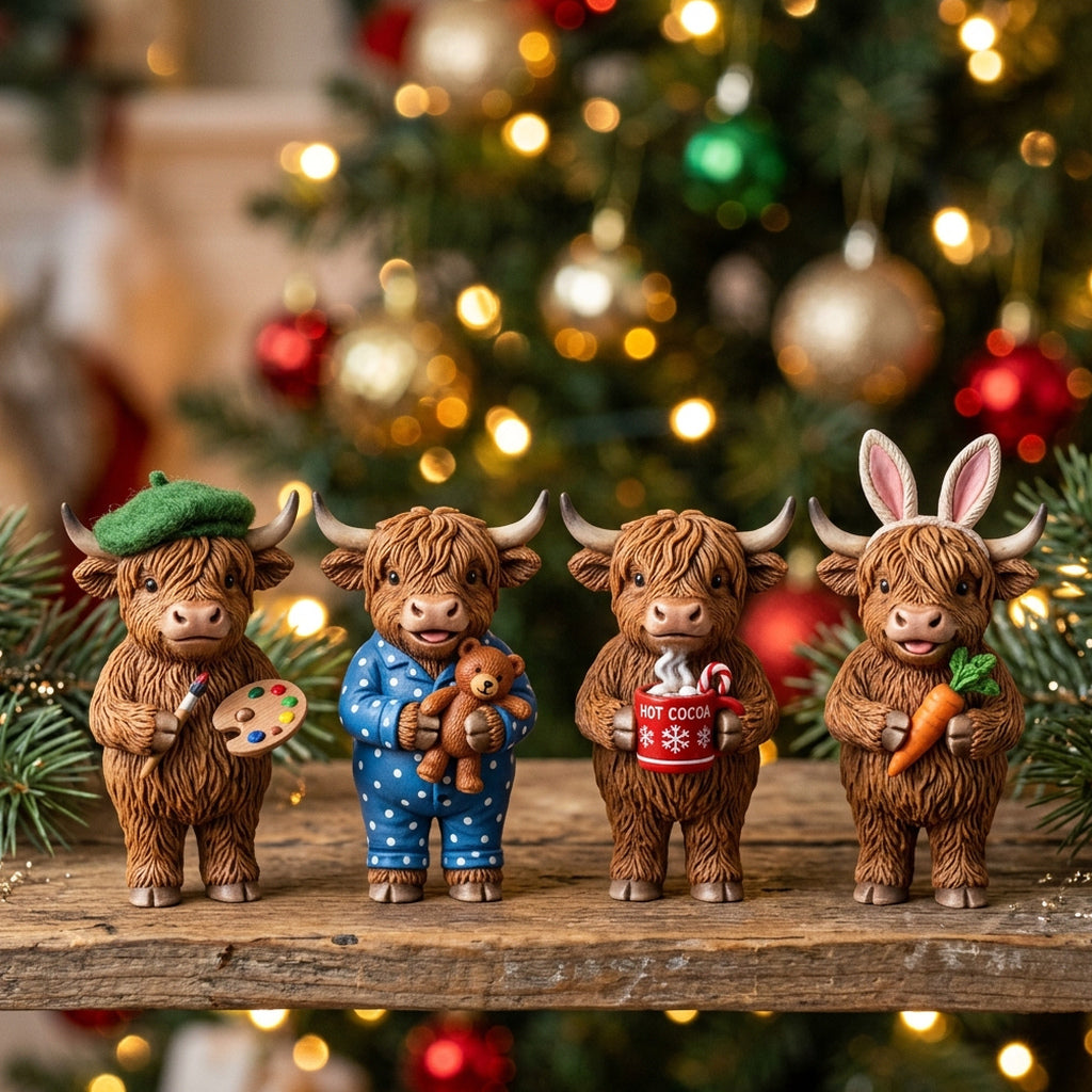Baby Bubble 24-Day Christmas Highland Cow Advent Calendar - Card 2: Collectible Figurines Macro Details View 2