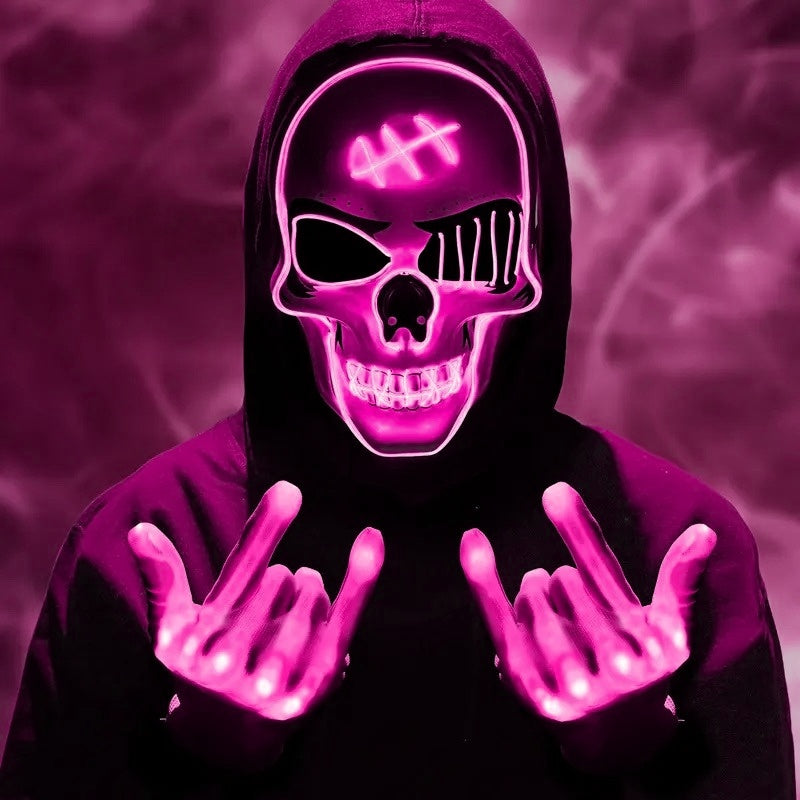 Phantom LED Skull Mask & Skeleton Gloves Set View 10