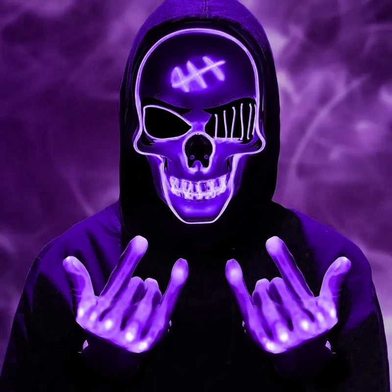 Phantom LED Skull Mask & Skeleton Gloves Set View 11