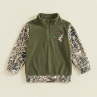 Baby Bubble™ Toddler Duck Camo Patchwork Quarter-Zip Hoodie Hero Studio View 1