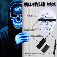 Phantom LED Skull Mask & Skeleton Gloves Set View 8