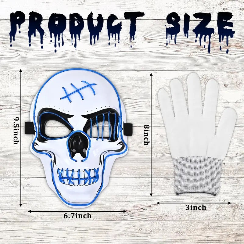 Phantom LED Skull Mask & Skeleton Gloves Set View 7
