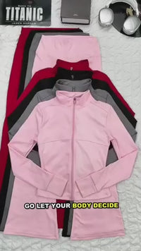 Two-Piece Zip Jacket & High-Waist Flare Pants Gym Set View 22