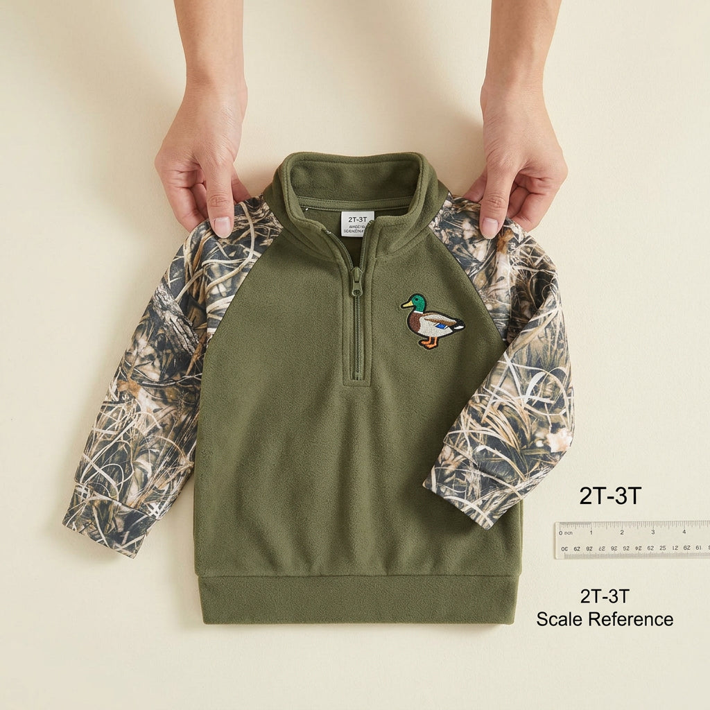 Toddler Duck Camo Patchwork Quarter-Zip Hoodie View 5