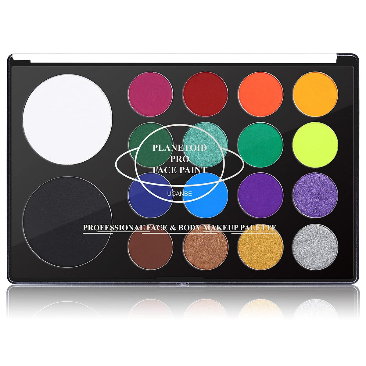UCANBE 18-Color Water-Based Face & Body Makeup Kit (UV Glow & SFX Paint Palette) Hero View 1